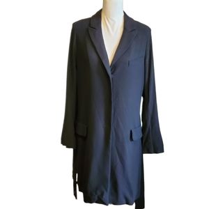 Annette Gortz Modern Hidden Butyon Belted Long Coat Jacket
